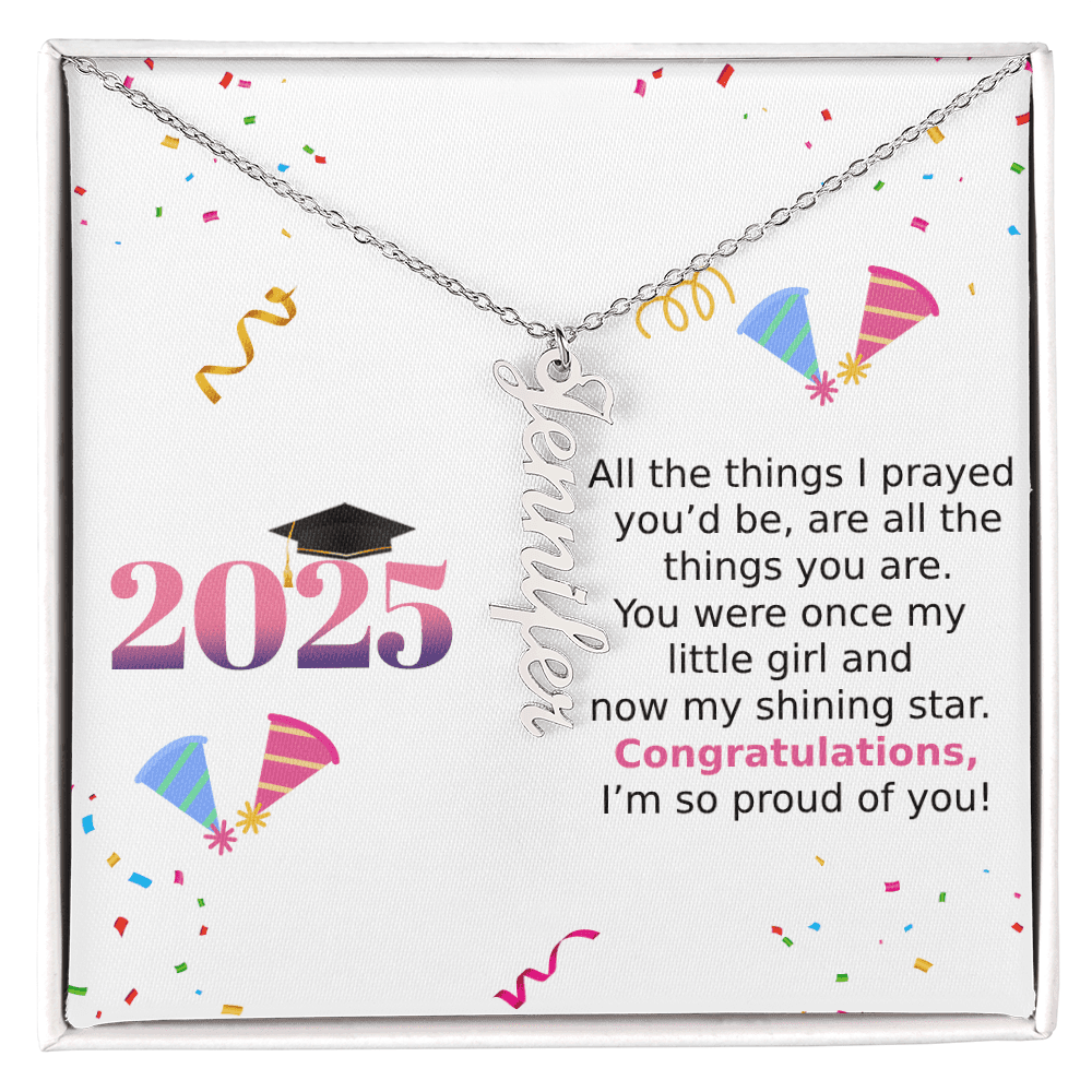 Vertical Name Necklace - All The Things I Prayed