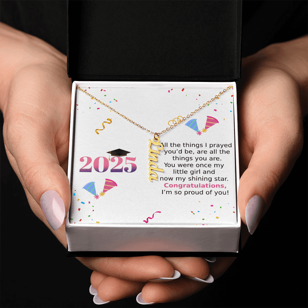 Vertical Name Necklace - All The Things I Prayed