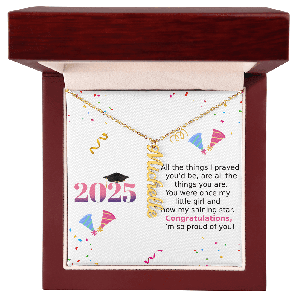 Vertical Name Necklace - All The Things I Prayed