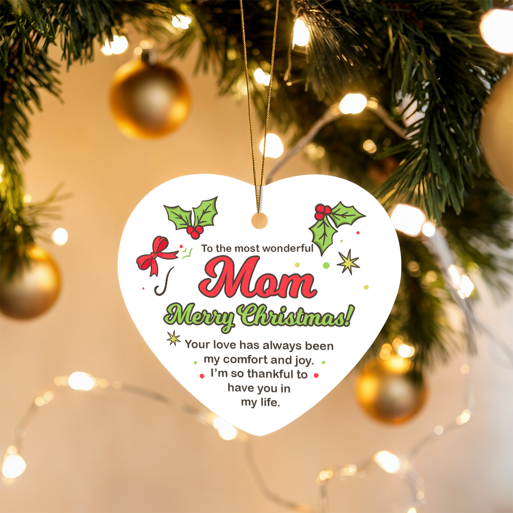 High Gloss Heart Ornament - Mom
