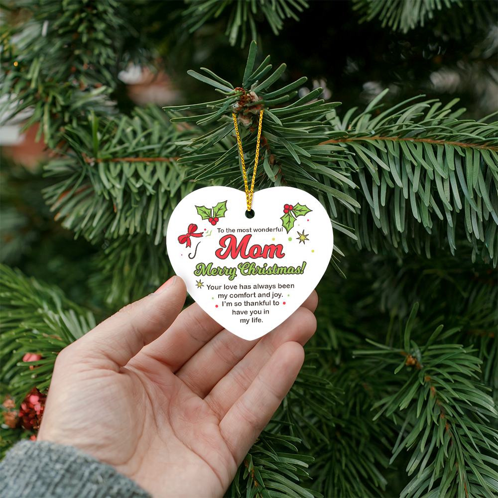 High Gloss Heart Ornament - Mom