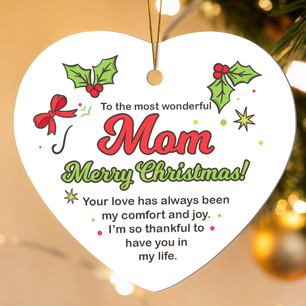 High Gloss Heart Ornament - Mom