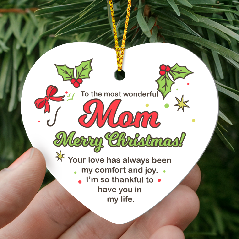 High Gloss Heart Ornament - Mom