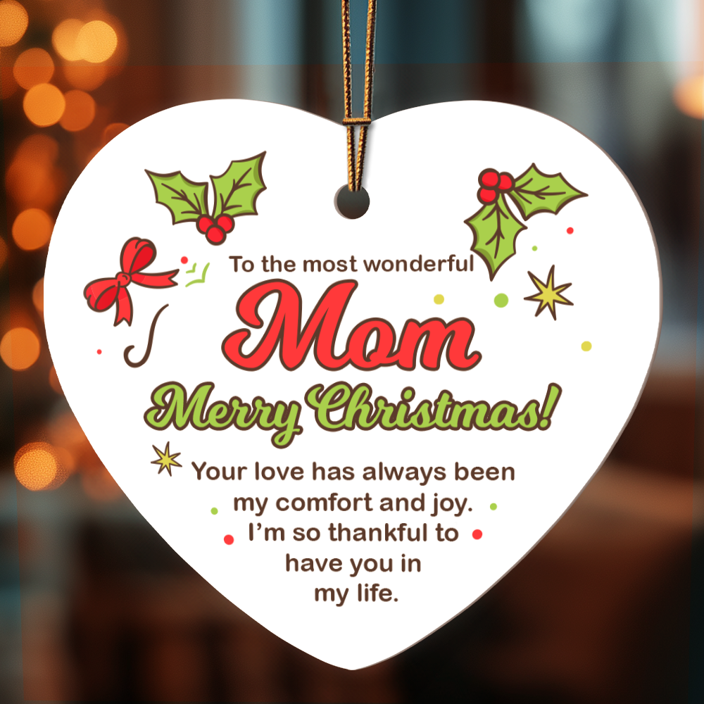 High Gloss Heart Ornament - Mom
