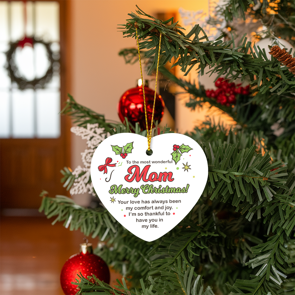 High Gloss Heart Ornament - Mom