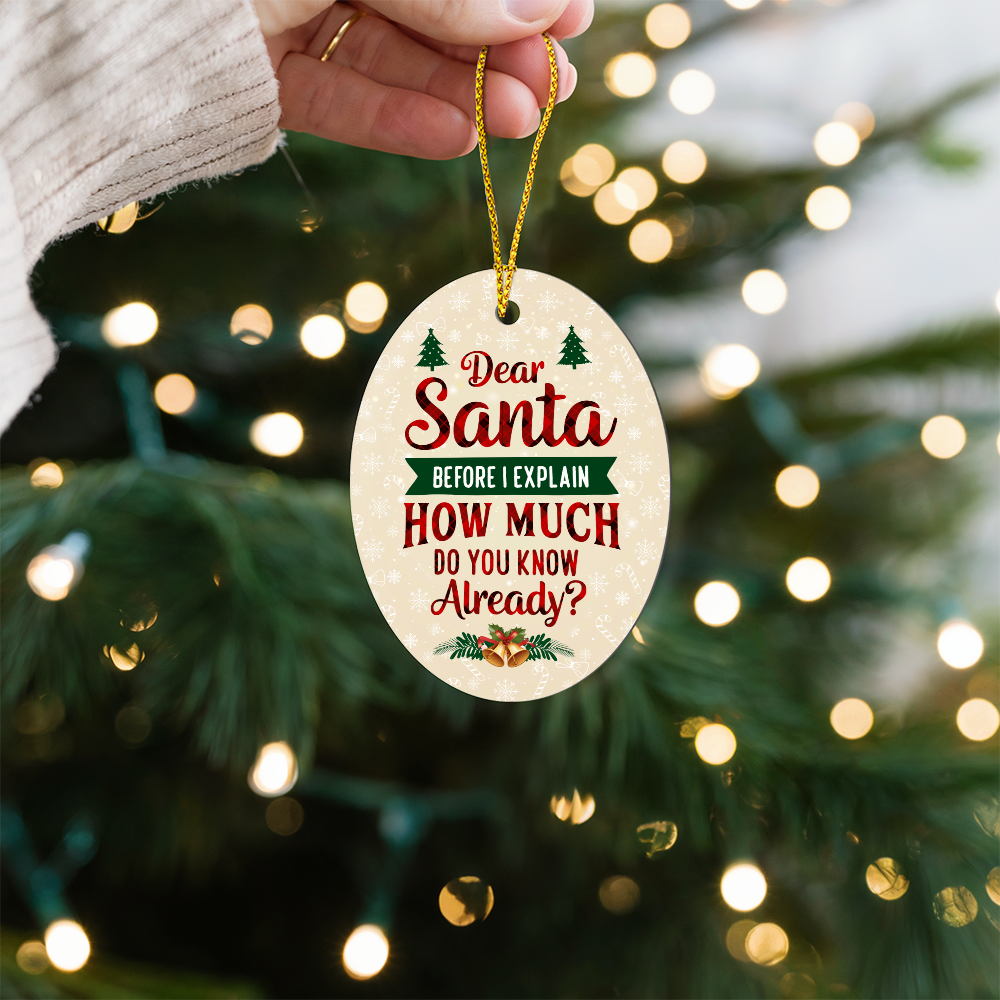 High Gloss Oval Ornament - Dear Santa