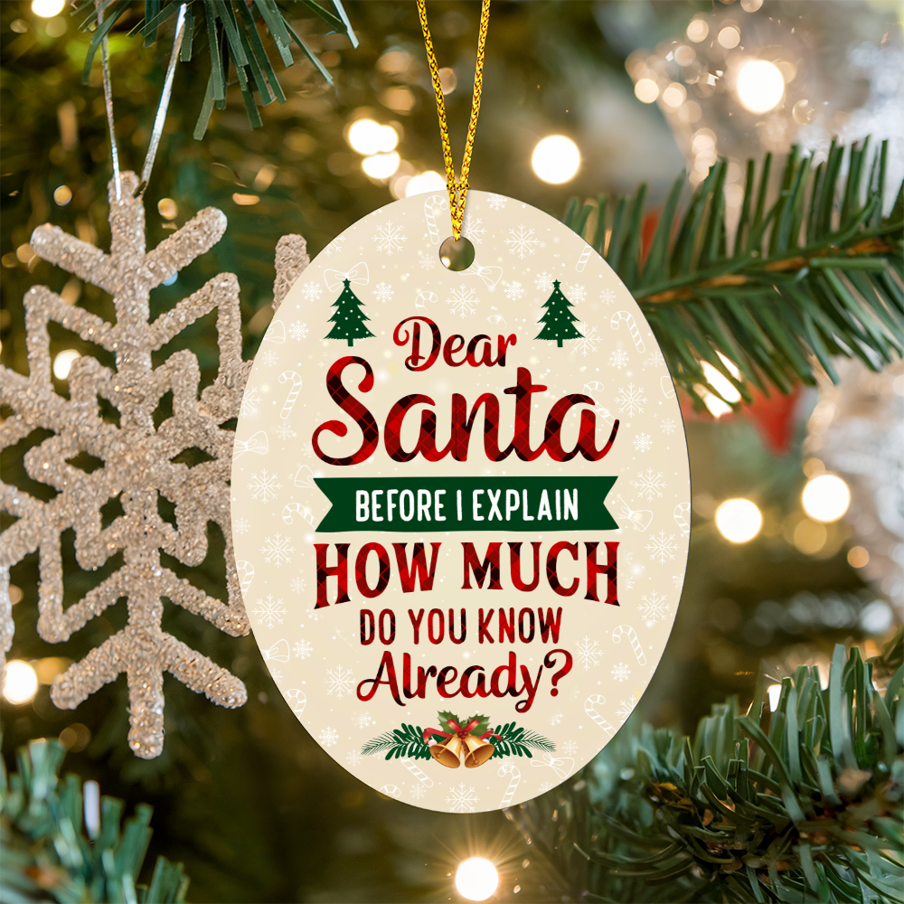 High Gloss Oval Ornament - Dear Santa