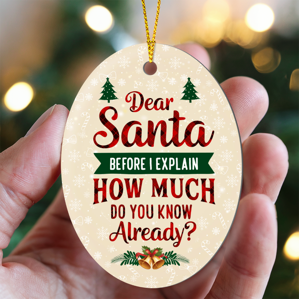 High Gloss Oval Ornament - Dear Santa