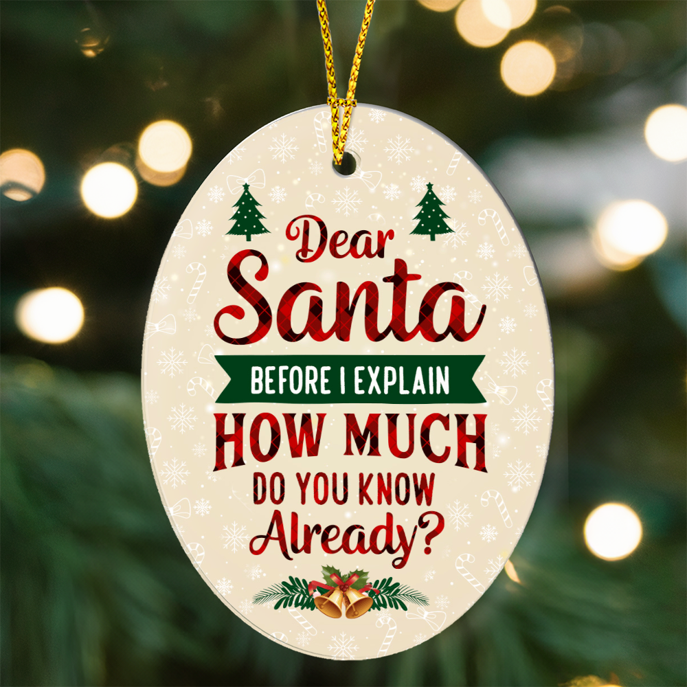 High Gloss Oval Ornament - Dear Santa