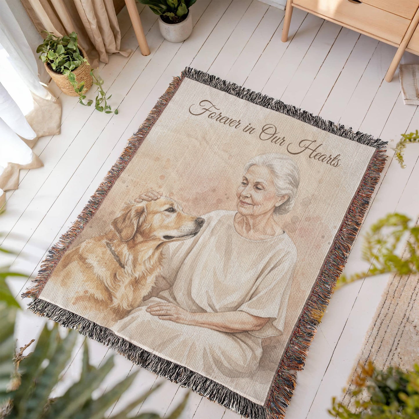 Forever in Our Hearts – Custom Pet & Loved One Memorial Woven Blanket
