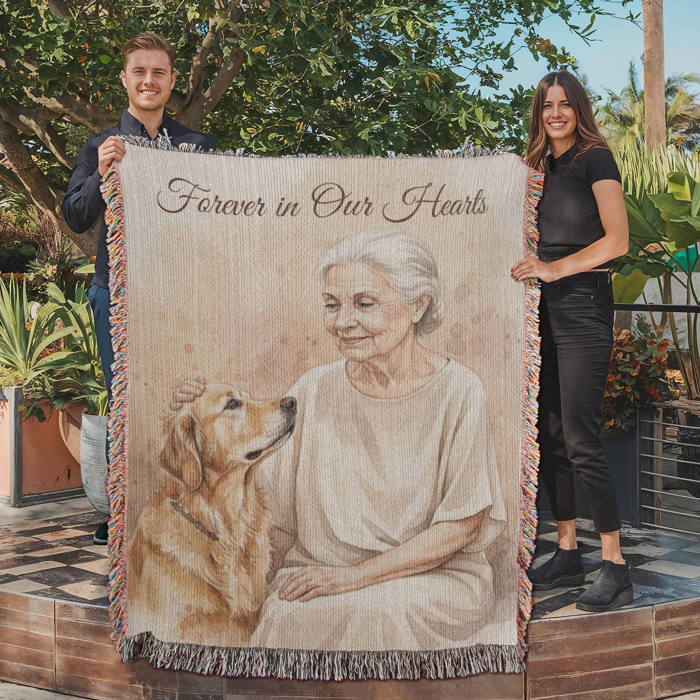 Forever in Our Hearts – Custom Pet & Loved One Memorial Woven Blanket