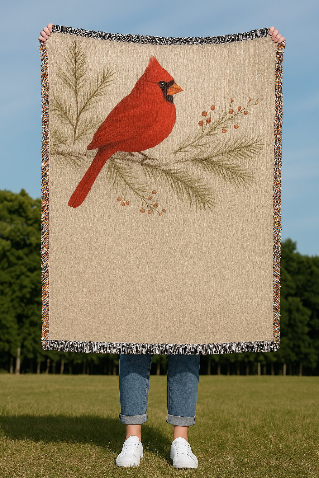 Personalized Cardinal Memorial — Heirloom Woven Throw (60x80)