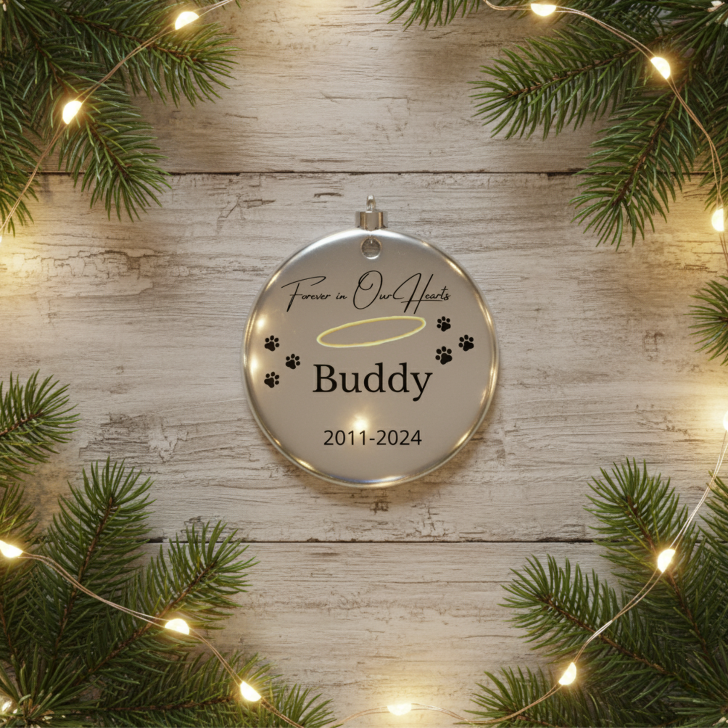 Forever In Our Hearts – Personalized Pet Memorial Ceramic Ornament