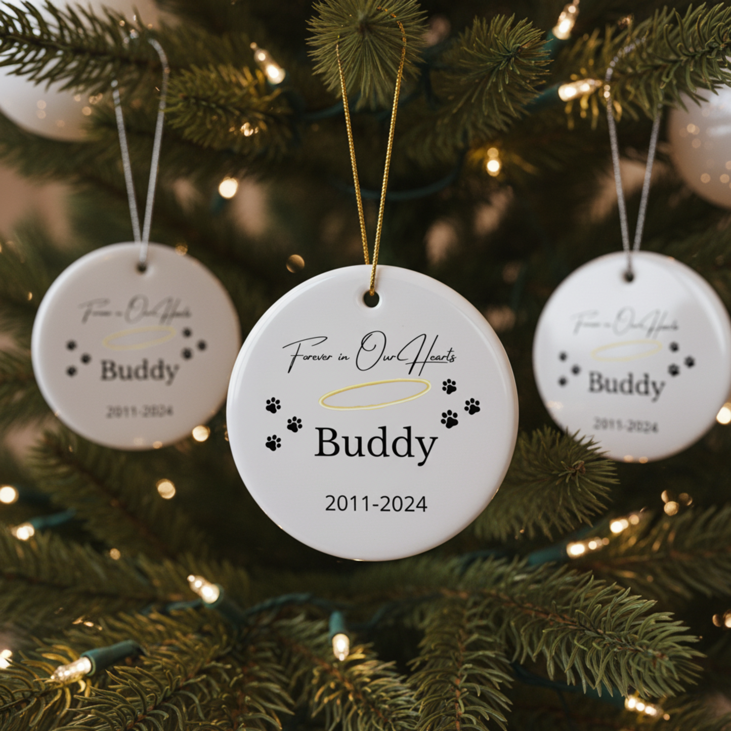 Forever In Our Hearts – Personalized Pet Memorial Ceramic Ornament