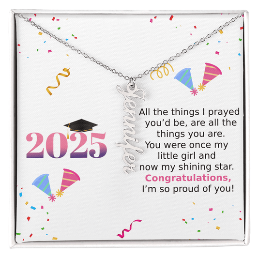 Vertical Name Necklace - All The Things I Prayed