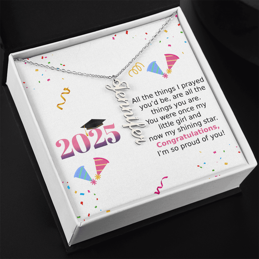 Vertical Name Necklace - All The Things I Prayed