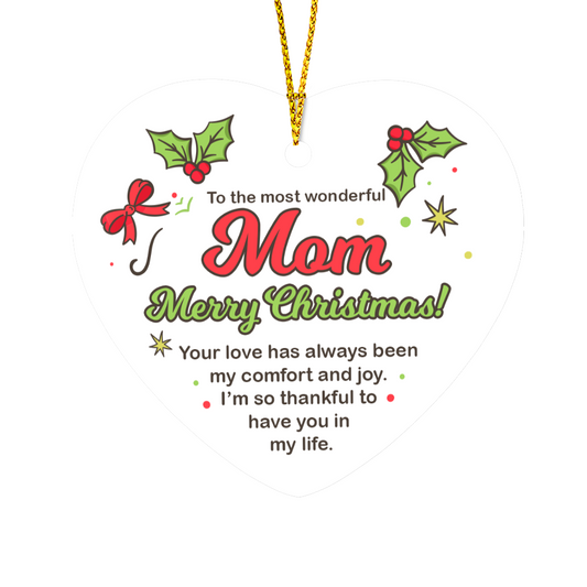 High Gloss Heart Ornament - Mom