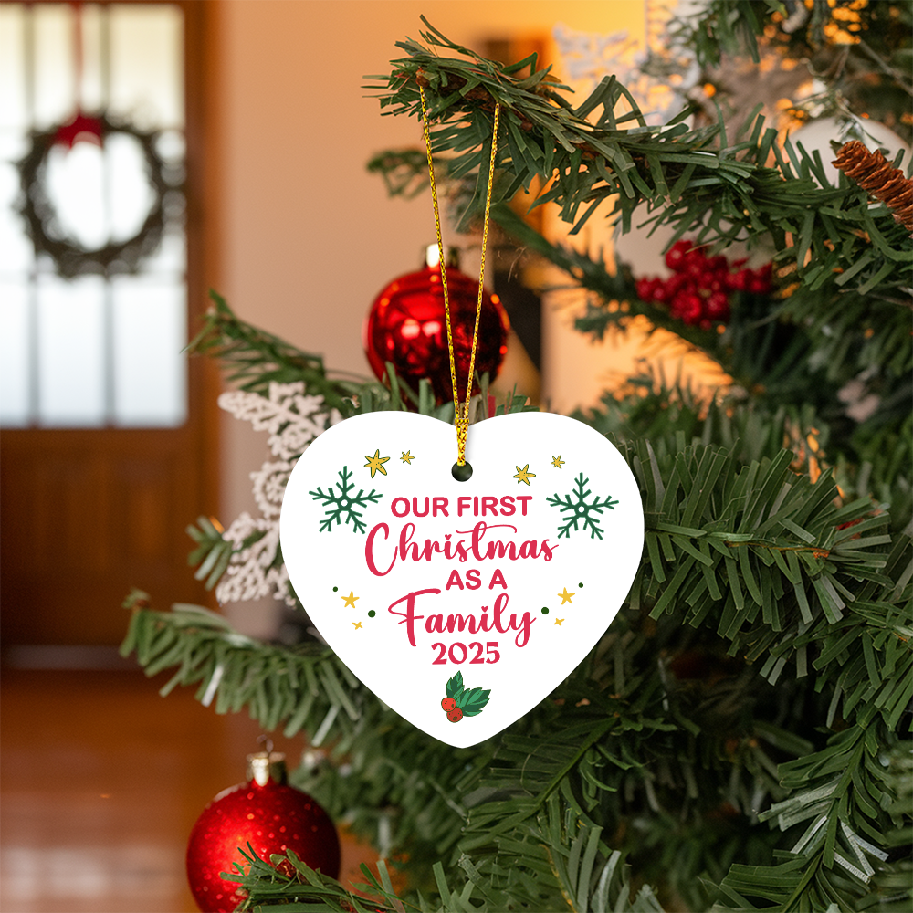 High Gloss Heart Ornament - Our First Christmas As A Family