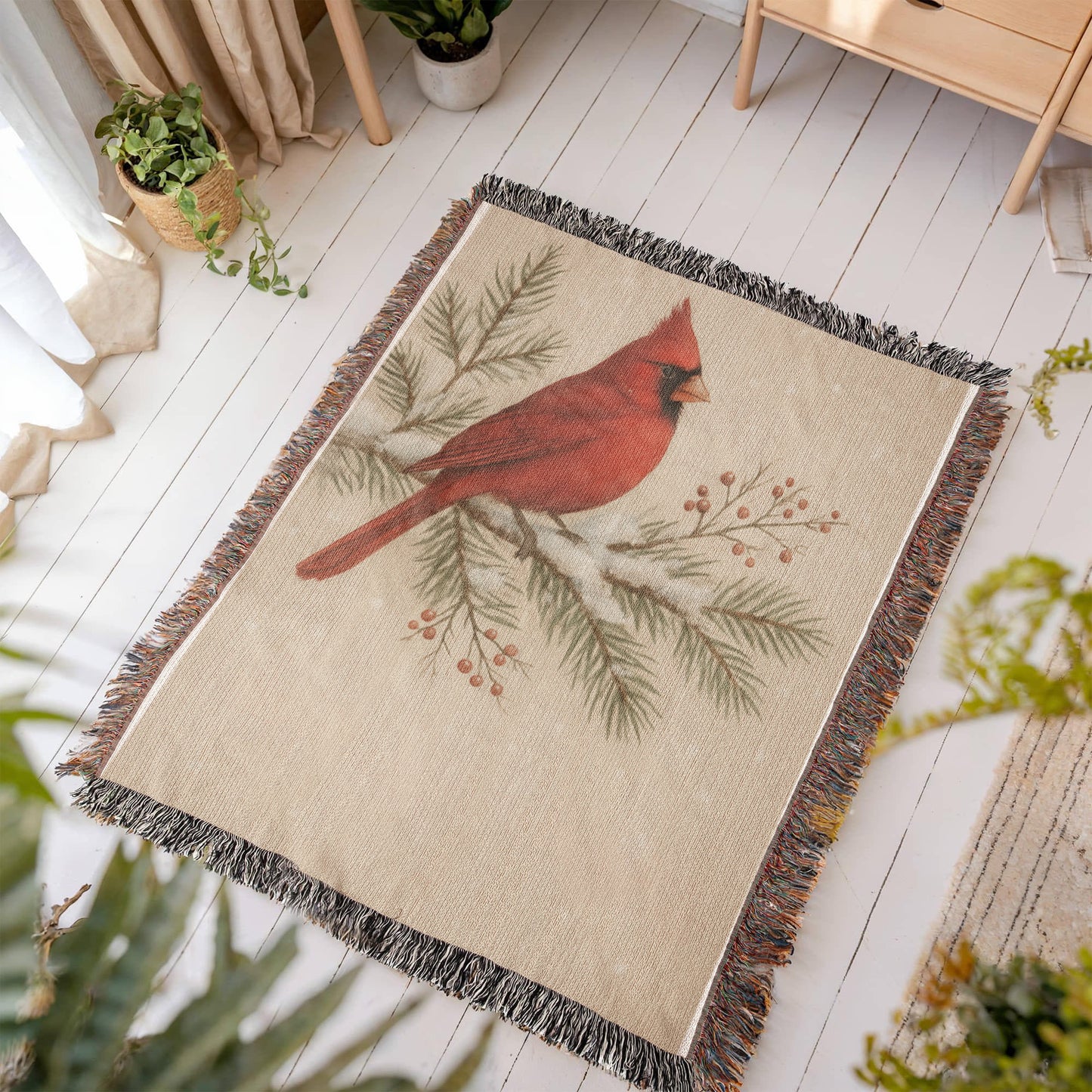 Personalized Cardinal Memorial — Heirloom Woven Throw (60x80)