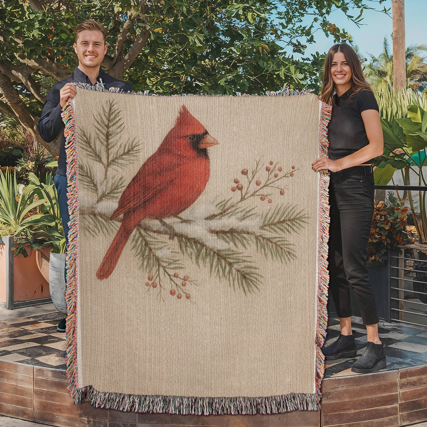 Personalized Cardinal Memorial — Heirloom Woven Throw (60x80)