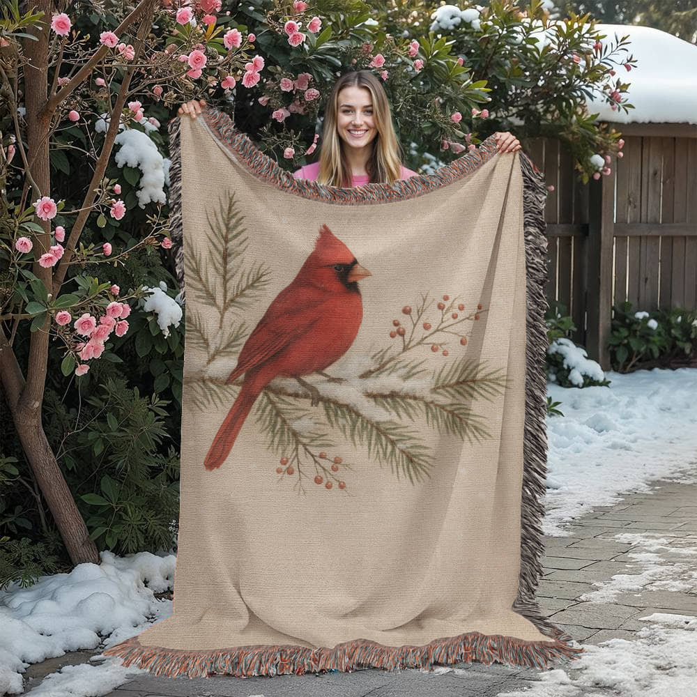 Personalized Cardinal Memorial — Heirloom Woven Throw (60x80)