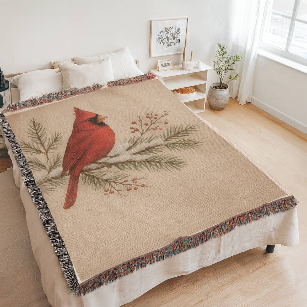 Personalized Cardinal Memorial — Heirloom Woven Throw (60x80)